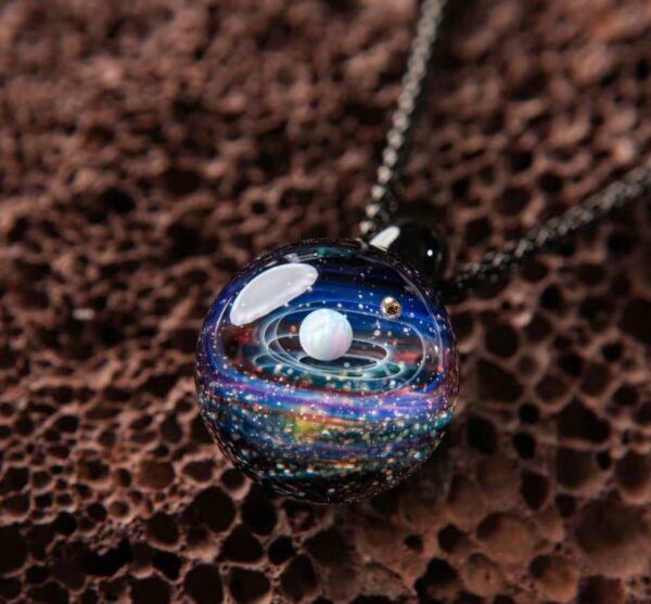 Star River Series [Star Glass] Oval Galaxy Star Ring/Metal Pattern/Handmade Necklace