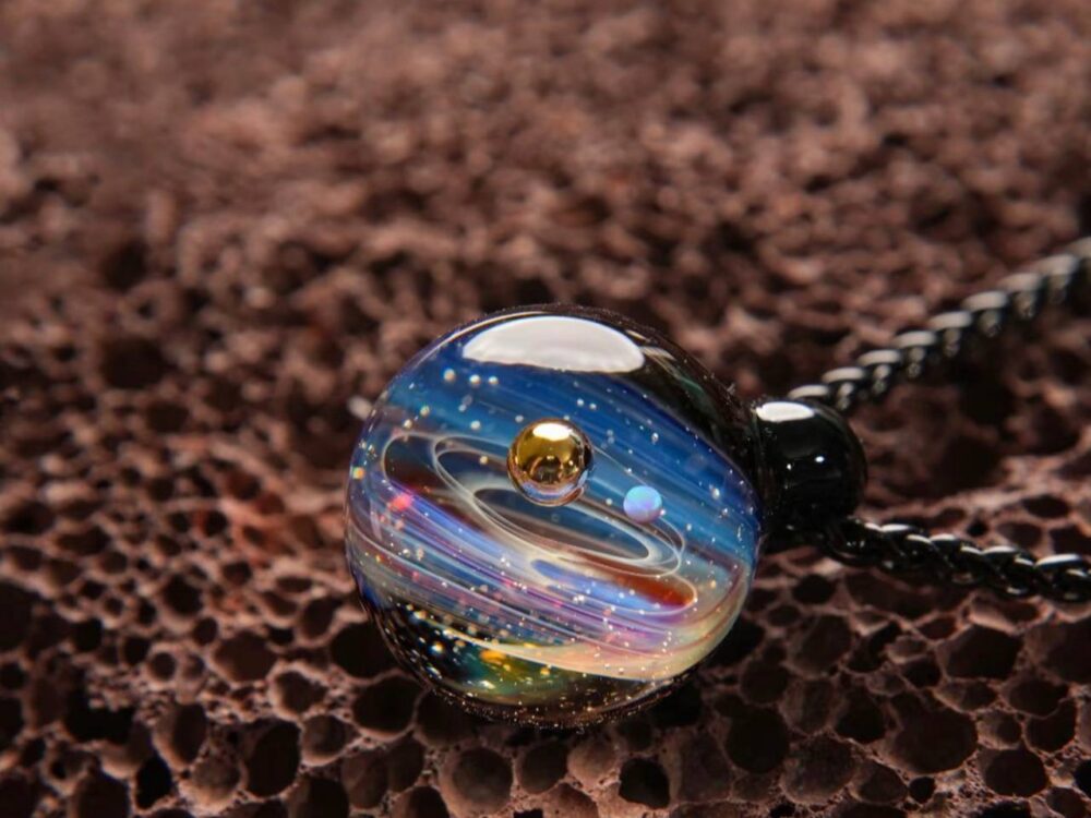 Star River Series [Star Glass] Oval Galaxy Star Ring/Metal Pattern/Handmade Necklace