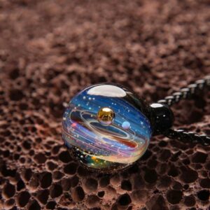 Star River Series [Star Glass] Oval Galaxy Star Ring/Metal Pattern/Handmade Necklace