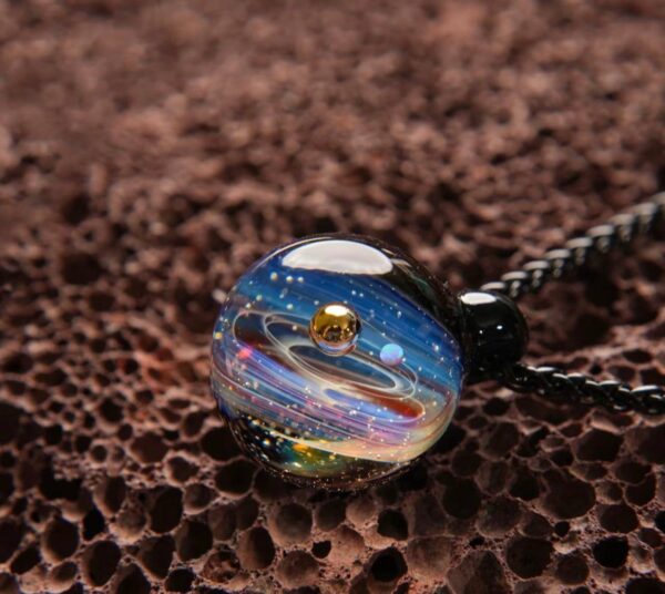 Star River Series [Star Glass] Oval Galaxy Star Ring/Metal Pattern/Handmade Necklace